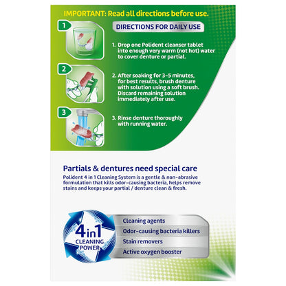 Polident Overnight Whitening Denture Cleanser Tablets - 84 Count