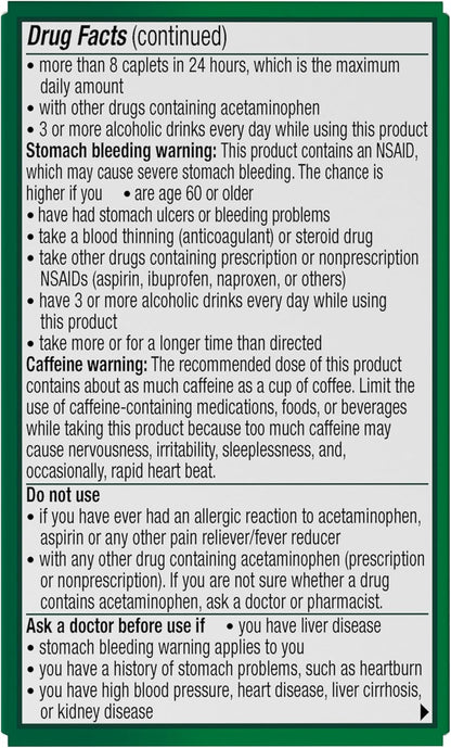 Excedrin Extra Strength Caplets for Headache Pain Relief, 250mg Acetaminophen, Aspirin 250mg, Caffeine 65mg, 24 Count