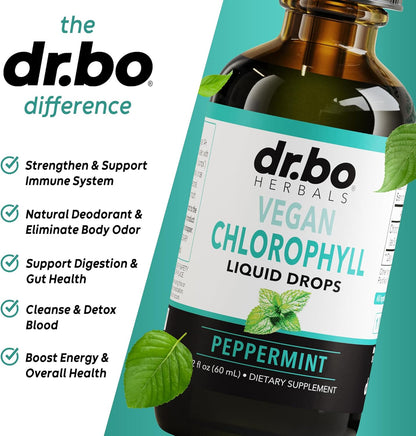 Dr. Bo Chlorophyll Liquid Drops Body Detox - Vegan Liquid Natural Chlorophyll Water 2 oz