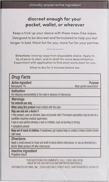 Clockstopper Climax Delay Wipes with benzocaine to Reduce Sensitivity for Premature Ejaculation and Lasting Longer in Bed 12 Pack Individually Wrapped Wipes HIMS