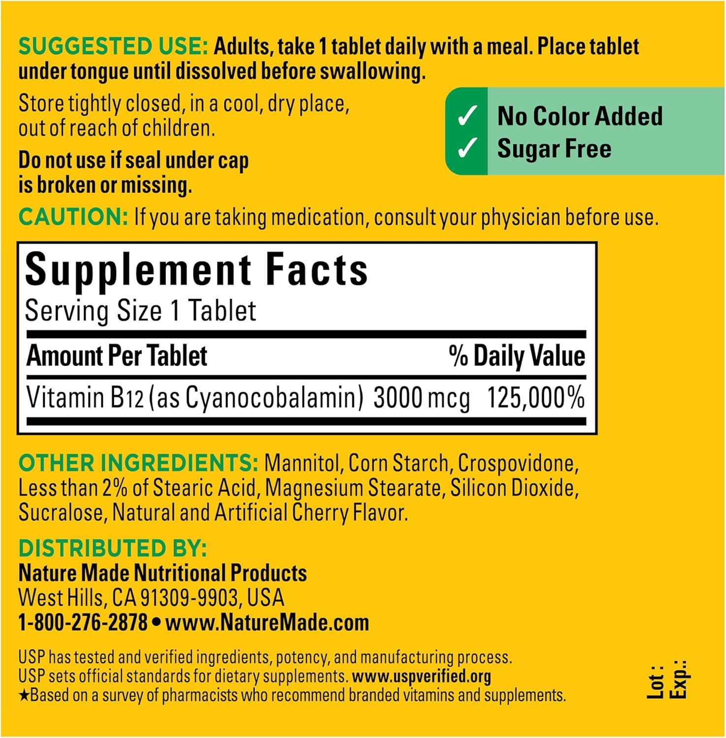 Nature Made Vitamin B12 3000 mcg, 40 Sugar Free Fast Dissolve Tablets Nature Made