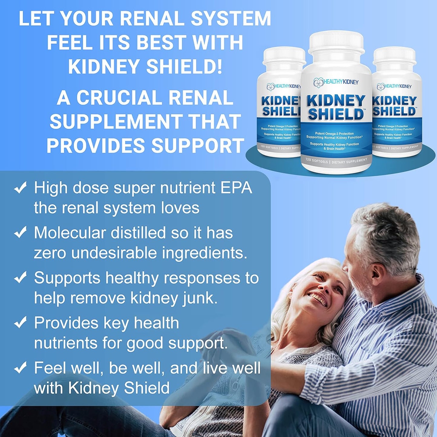 Kidney Shield 120 Caps Kidney Supplement to Support Normal Kidney Function and Support Kidney Health for Kidney Cleanse Omega 3