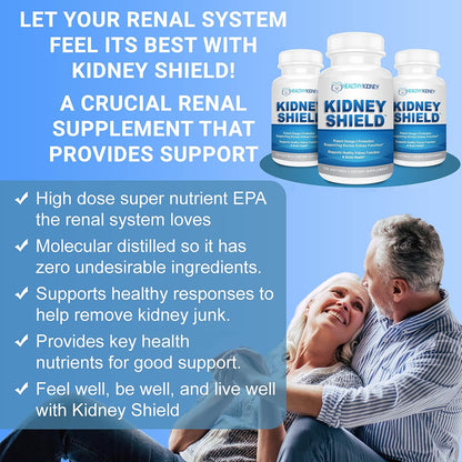 Kidney Shield 120 Caps Kidney Supplement to Support Normal Kidney Function and Support Kidney Health for Kidney Cleanse Omega 3