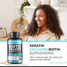 ZoeRose Biotin, Collagen & Keratin - Skin, Hair and Nails for Women - 60 counts ZoeRose