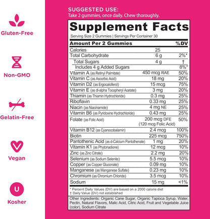 Goli® Women’s Multivitamin Gummies - 60 Count - All 13 Essential Vitamins, and Key Minerals - Kosher, Gluten-Free, Vegan, and Non-GMO