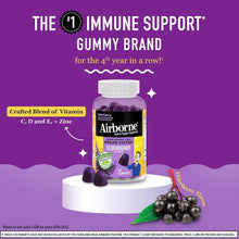 Airborne Elderberry + Zinc & Vitamin C Gummies For Adults, Immune Support Vitamin D & Zinc Gummies With Powerful Antioxidant Vitamins C D & E - 50 Gummies, Elderberry Flavor Airborne