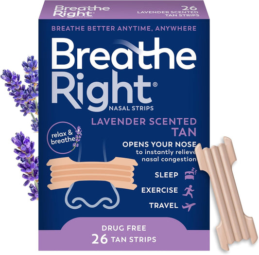 Breathe Right Nasal Strips Lavender Scent Extra Strength Tan Nasal Strips - 26 ct