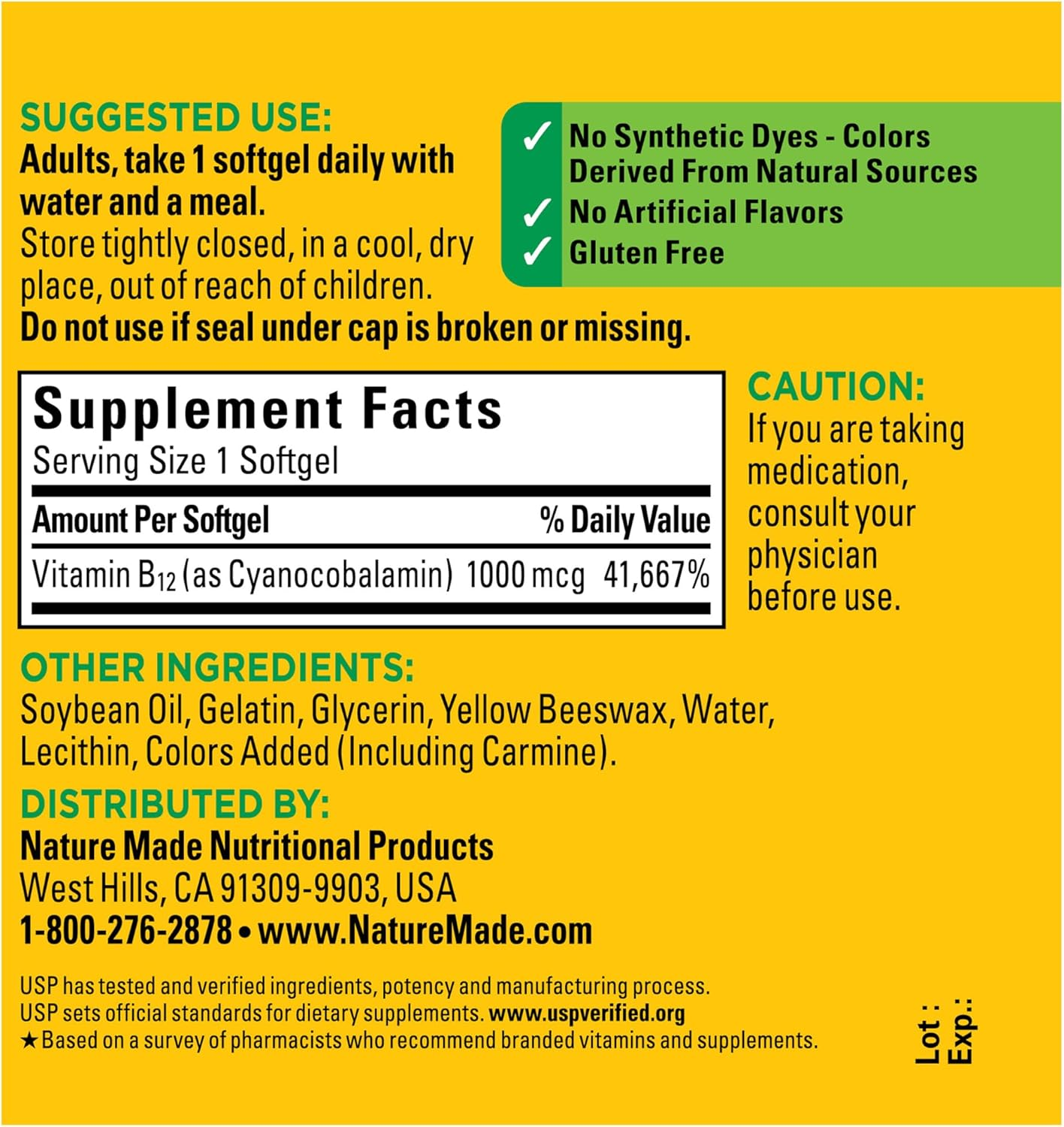 Nature Made Vitamin B12 1000 mcg, Dietary Supplement for Energy Metabolism Support, 150 Softgels, 150 Day Supply