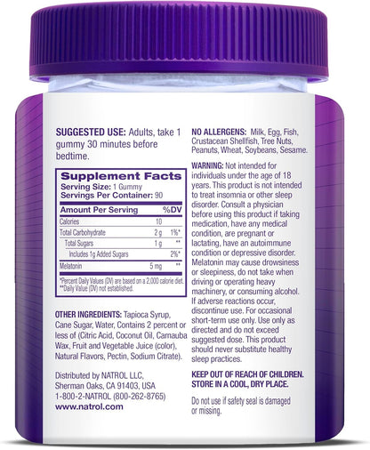 Natrol Melatonin 5 mg, 90 Strawberry-Flavored Gummies