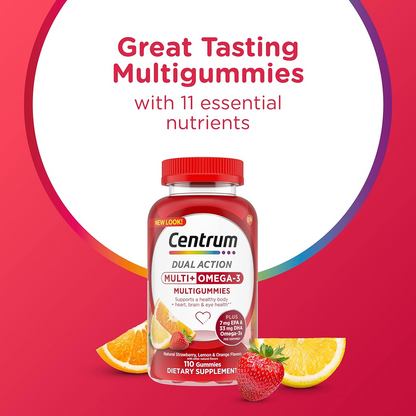 Centrum MultiGummies Multi+ Omega 3 Dual Action - 110 Count