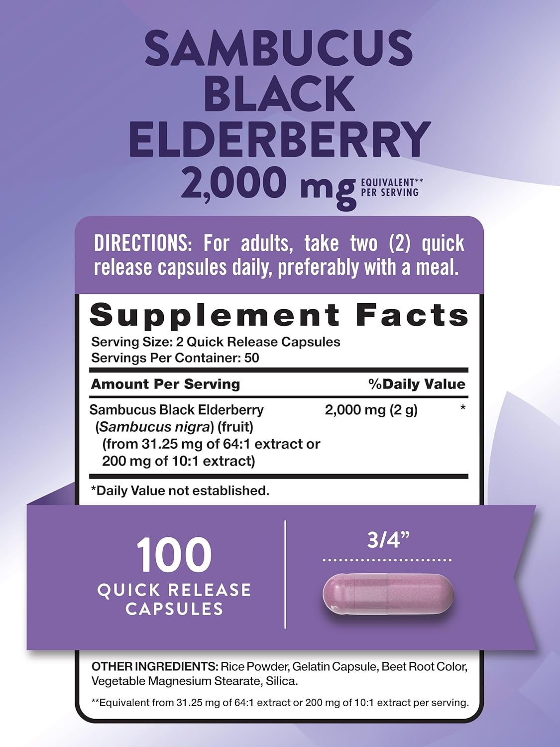 Nature's Truth Black Elderberry Capsules | 100 Count