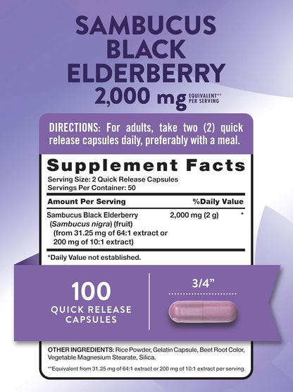 Nature's Truth Black Elderberry Capsules | 100 Count