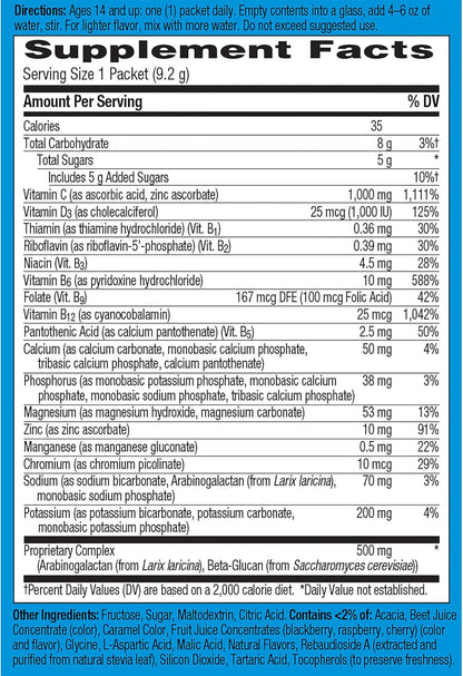 Emergen-C Immune+ Vitamin C 1000mg Powder, Plus Vitamin D And Zinc (Raspberry Flavor), Immune Support Dietary Supplement - 0.32 Ounce