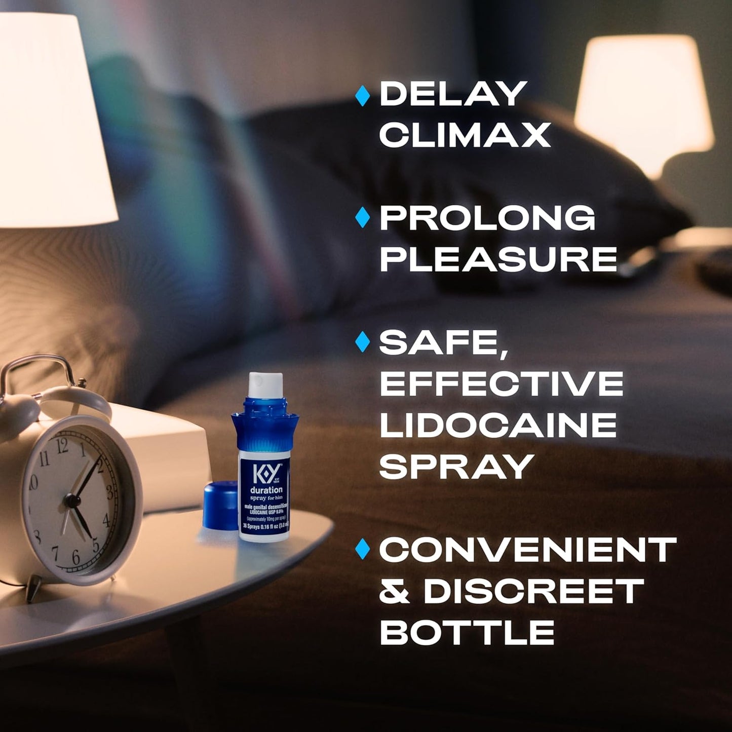 K-Y Duration Spray 0.16 fl oz, for Men, Adult Couples, Lidocaine Numbing Male Genital Desensitizer to Last Longer, Pleasure Enhancer, 36 Sprays, No Mess Easy Application