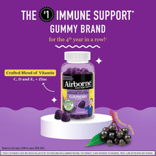 Airborne Elderberry + Zinc & Vitamin C Gummies For Adults, Immune Support Vitamin D & Zinc Gummies with Powerful Antioxidant Vitamins C D & E - 130 Gummies, Elderberry Flavor Airborne