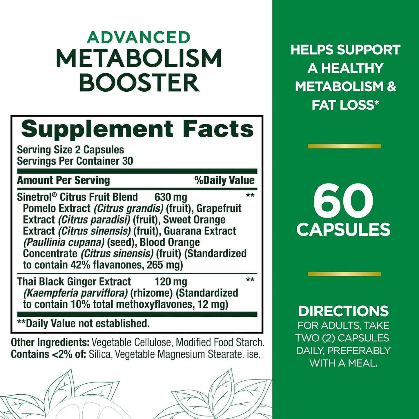 Nature's Bounty Advanced Metabolism Booster, Helps Support Healthy Metabolism & Fat Loss, 60 Capsules