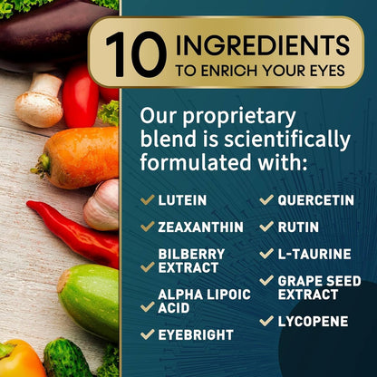 Nature's Nutrition Eye Vitamins with Lutein, Zeaxanthin, Bilberry & Zinc, Supports Eye Strain, Vision Health & Dryness for Adults with Vitamins C & E - Non-GMO, Vegan Eye Supplement - 120 Capsules