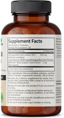 Futurebiotics Ashwagandha Capsules Extra Strength 3000mg - Stress Relief Formula, Natural Mood Support, Stress, Focus, and Energy Support Supplement, 120 Capsules Futurebiotics