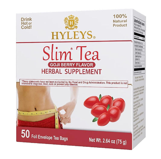 Hyleys Slim Tea Weight Loss Herbal Supplement with Goji Berry - 50 Tea Bags