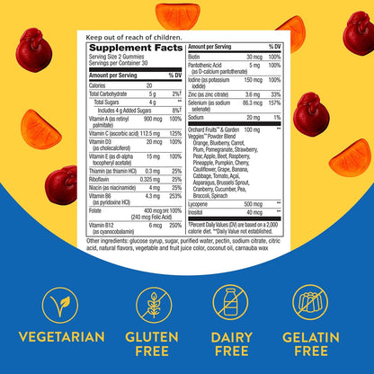 Nature's Way Alive! Multivitamins Complete Multi-Vitamin Supplement with Orchard Fruits/Garden Veggies Blend of Powder/Juice/Extract, 60 Gummies.