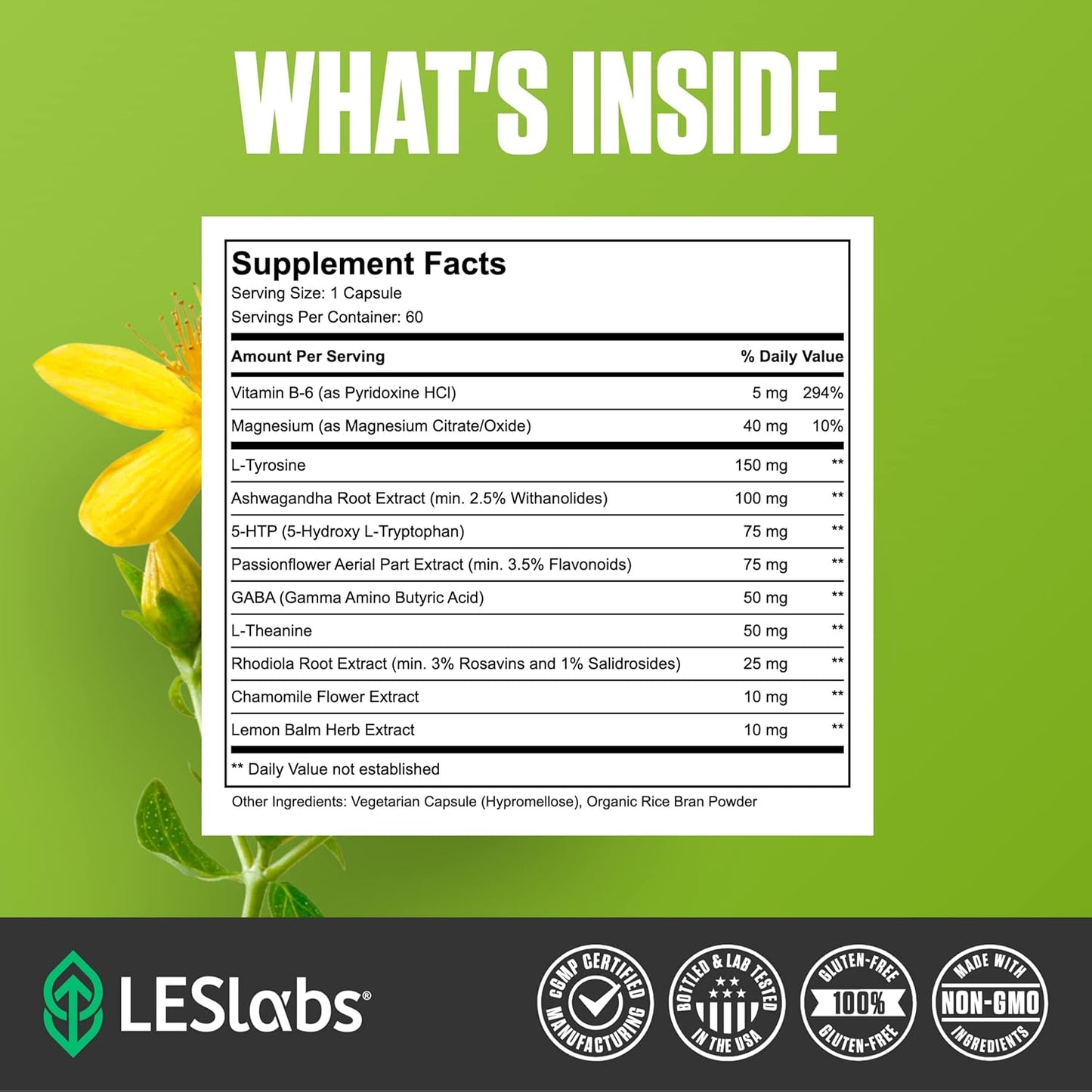LES Labs Mood Boost – Stress Relief, Mood Support, Deep Relaxation & Better Sleep -  60 Capsules