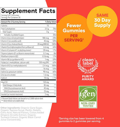SmartyPants Kids Formula Daily Gummy Vitamins: Gluten Free, Multivitamin & Omega 3 Fish Oil (Dha/Epa), Methyl B12, Vitamin D3, Vitamin B6, 120 Count