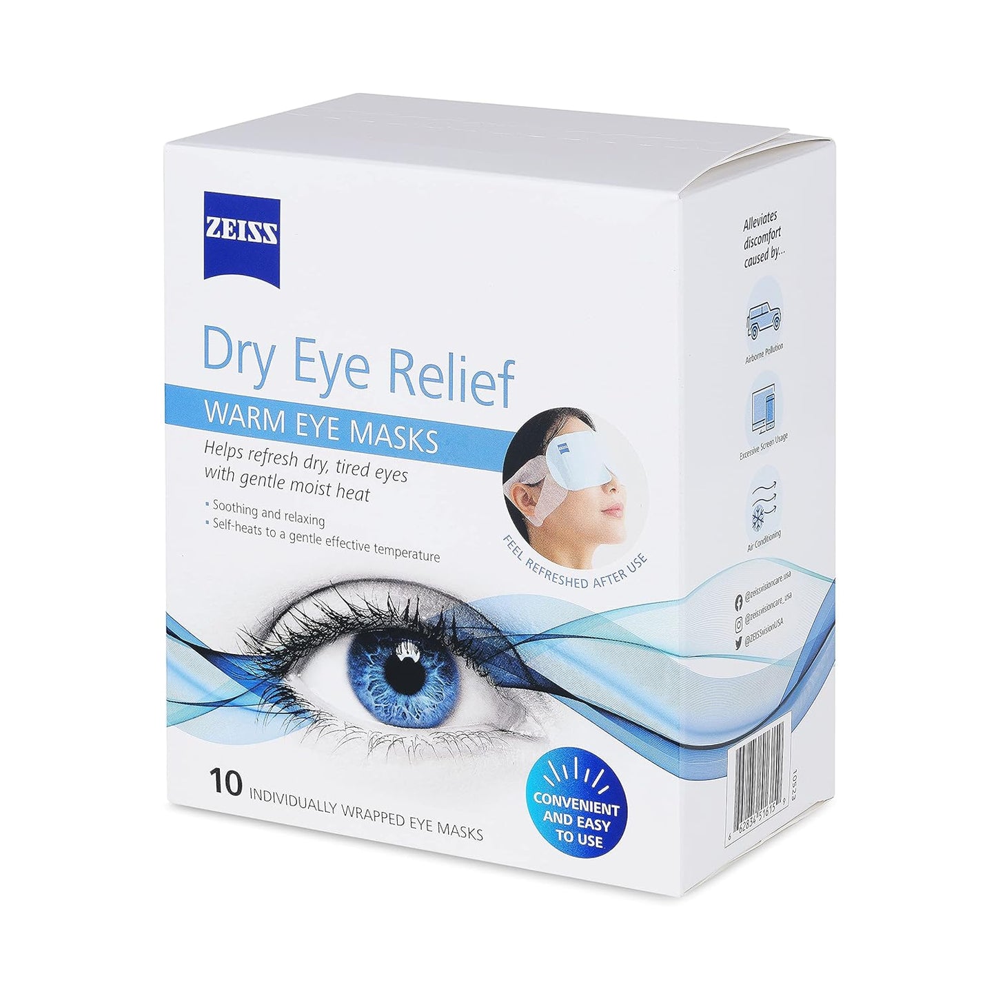 Zeiss Warm Eye Masks, 10 Count for Dry Eye Relief - Unscented