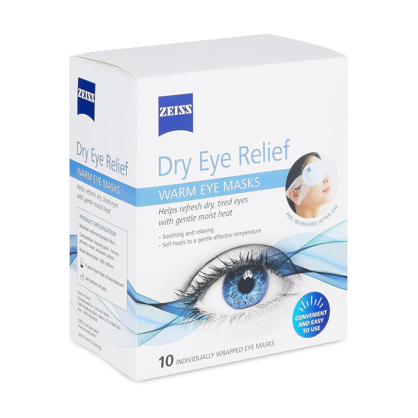 Zeiss Warm Eye Masks, 10 Count for Dry Eye Relief - Unscented