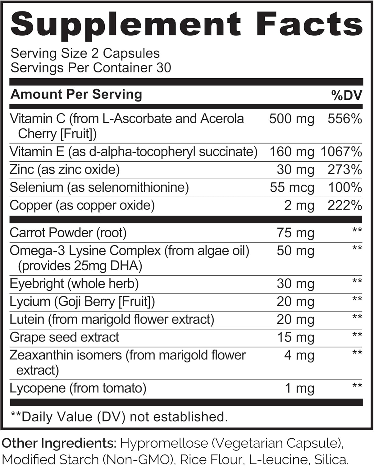 NATURELO Eye Vitamins - AREDS 2 Formula Nutrients with Lutein, Zeaxanthin, Vitamin C, E, Zinc, Plus DHA - Supplement for Dry Eyes, Healthy Vision, Eye...