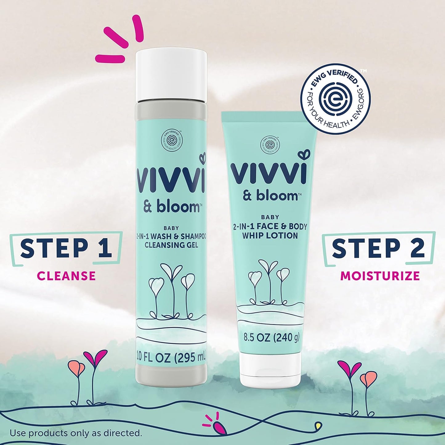 Vivvi & Bloom Gentle 2-in-1 Baby Lotion, Face and Body, for Delicate & Sensitive Baby Skin, Hypoallergenic Lotion Natural Scent, 8.5 oz (Pack of 1)