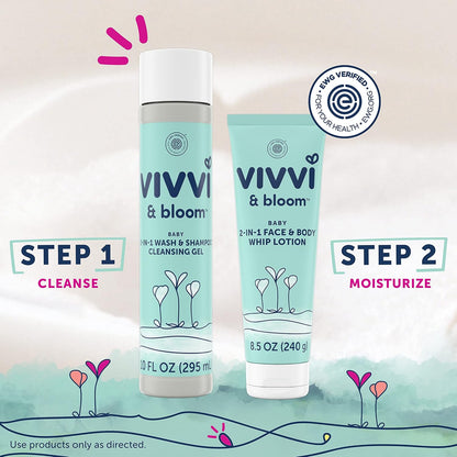 Vivvi & Bloom Gentle 2-in-1 Baby Lotion, Face and Body, for Delicate & Sensitive Baby Skin, Hypoallergenic Lotion Natural Scent, 8.5 oz (Pack of 1)
