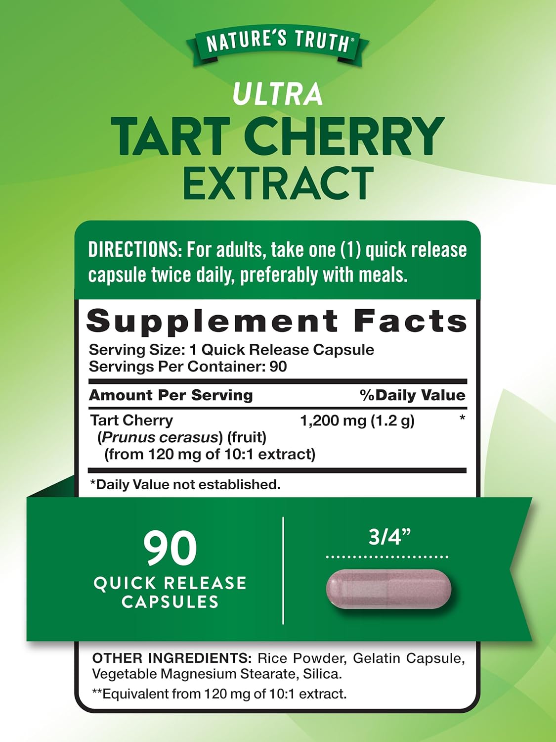 Nature's Truth Tart Cherry Extract Capsules | 1200 mg | 90 Count