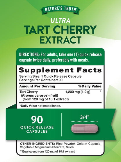 Nature's Truth Tart Cherry Extract Capsules | 1200 mg | 90 Count