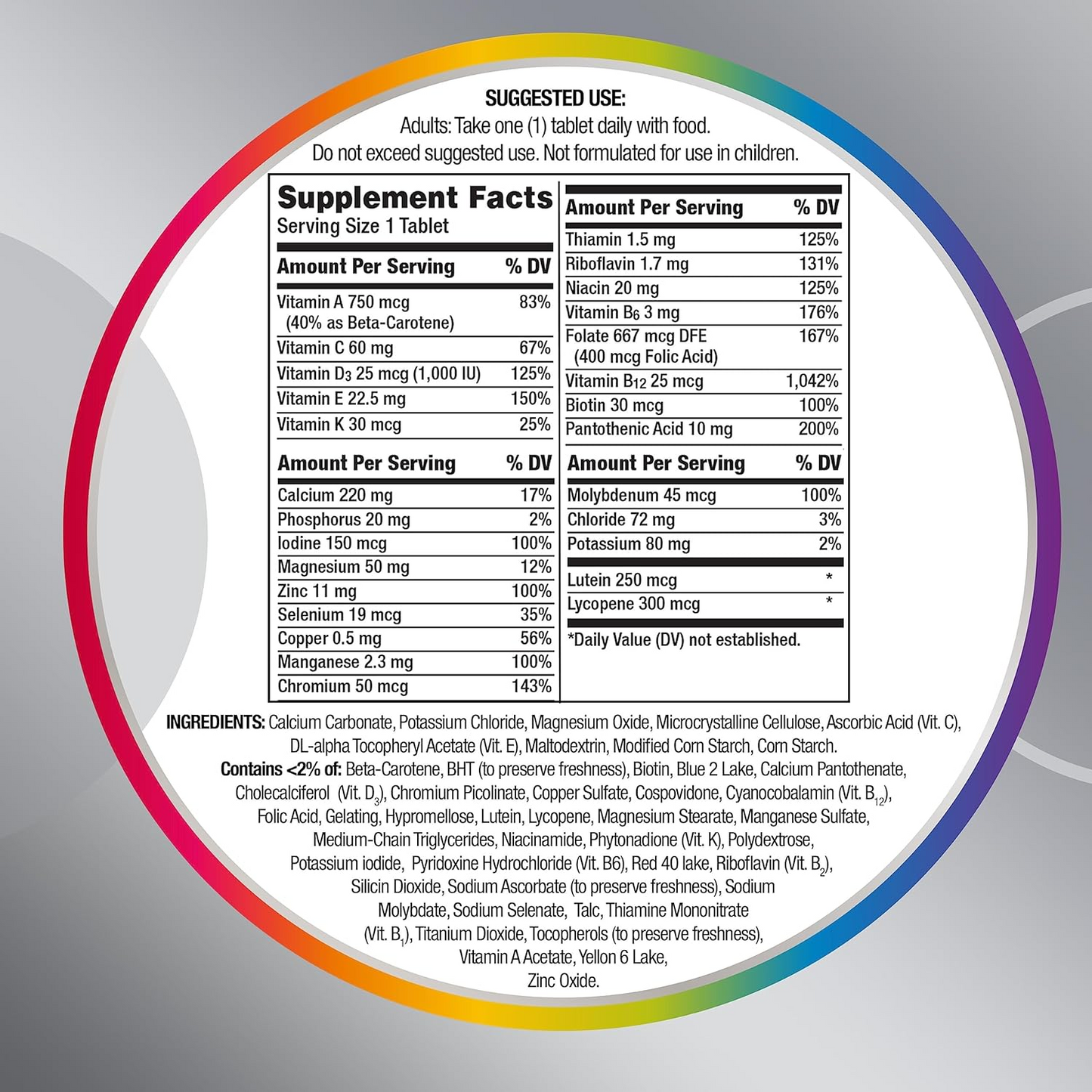 Centrum Silver Multivitamin for Adults 50+, Gluten Free, Non-GMO, Supports Memory and Cognition