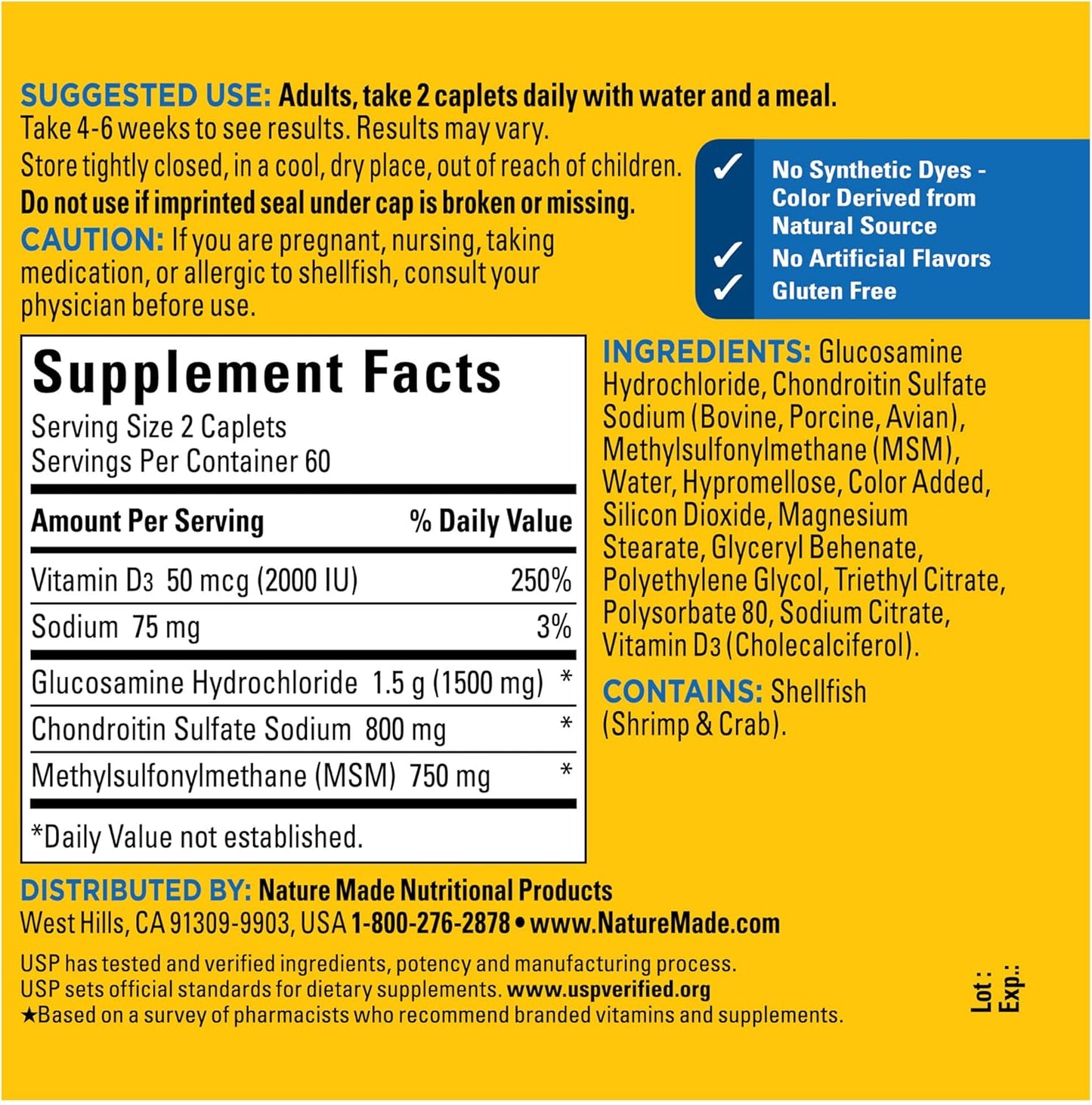 Nature Made Glucosamine Chondroitin Complex with MSM, Dietary Supplement for Joint Support, 120 Caplets