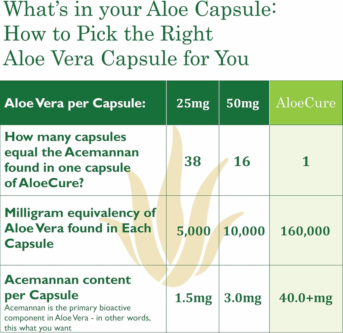 AloeCure Organic Aloe Vera Capsules, 130,000mg Equivalent per Capsule, 60 Capsules - Natural Stomach Acid Buffer - Vegan Digestive & Immune Supplement - Grown on Our Own Organic Farms - Aloin Free