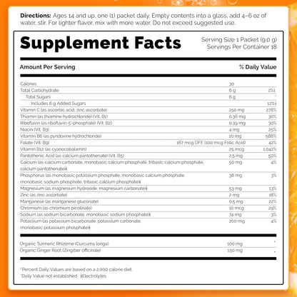 Emergen-C Citrus-Ginger Fizzy Drink Mix, Turmeric and Ginger, Immune Support, Natural Flavors with High Potency Vitamin C, 18 Count