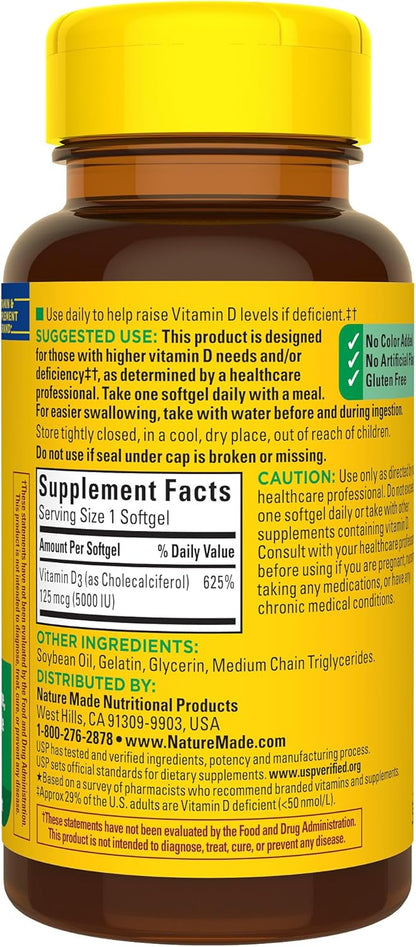 Nature made Extra Strength Vitamin D3 5000 IU ( 125mcg), 90 softgels