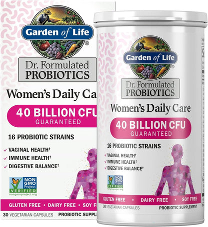 Garden of Life Dr. Formulated Women's Daily Care 30 Capsules 40 Billion CFU 16 Strains Vaginal Health, Immune Health, Digestive Health