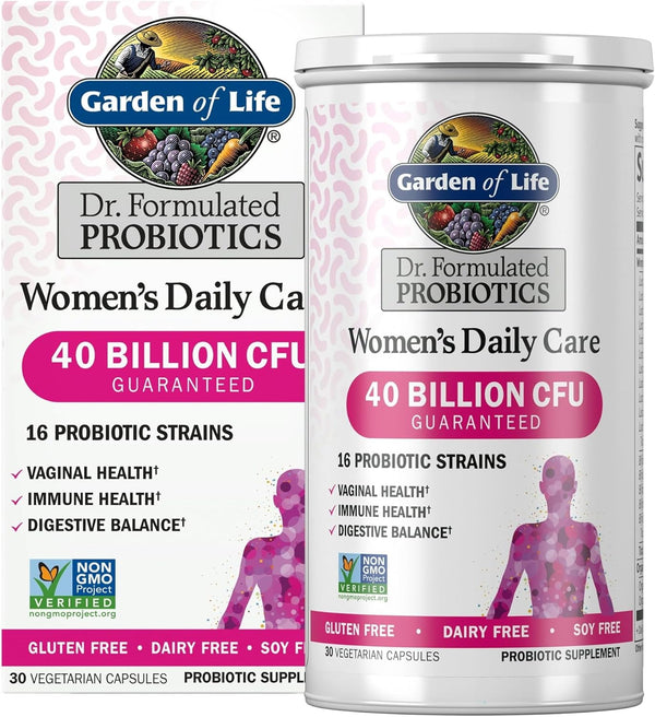 Garden of Life Dr. Formulated Women's Daily Care 30 Capsules 40 Billion CFU 16 Strains Vaginal Health, Immune Health, Digestive Health Garden of Life