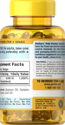 Puritan's Pride Vitamin D3 5000 IU - 200 Soft Gels Puritan's Pride