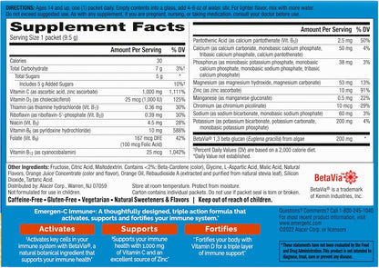 Emergen-C Immune Plus Vitamin C Supplement for Immune Support, Super Orange, 30 Ct