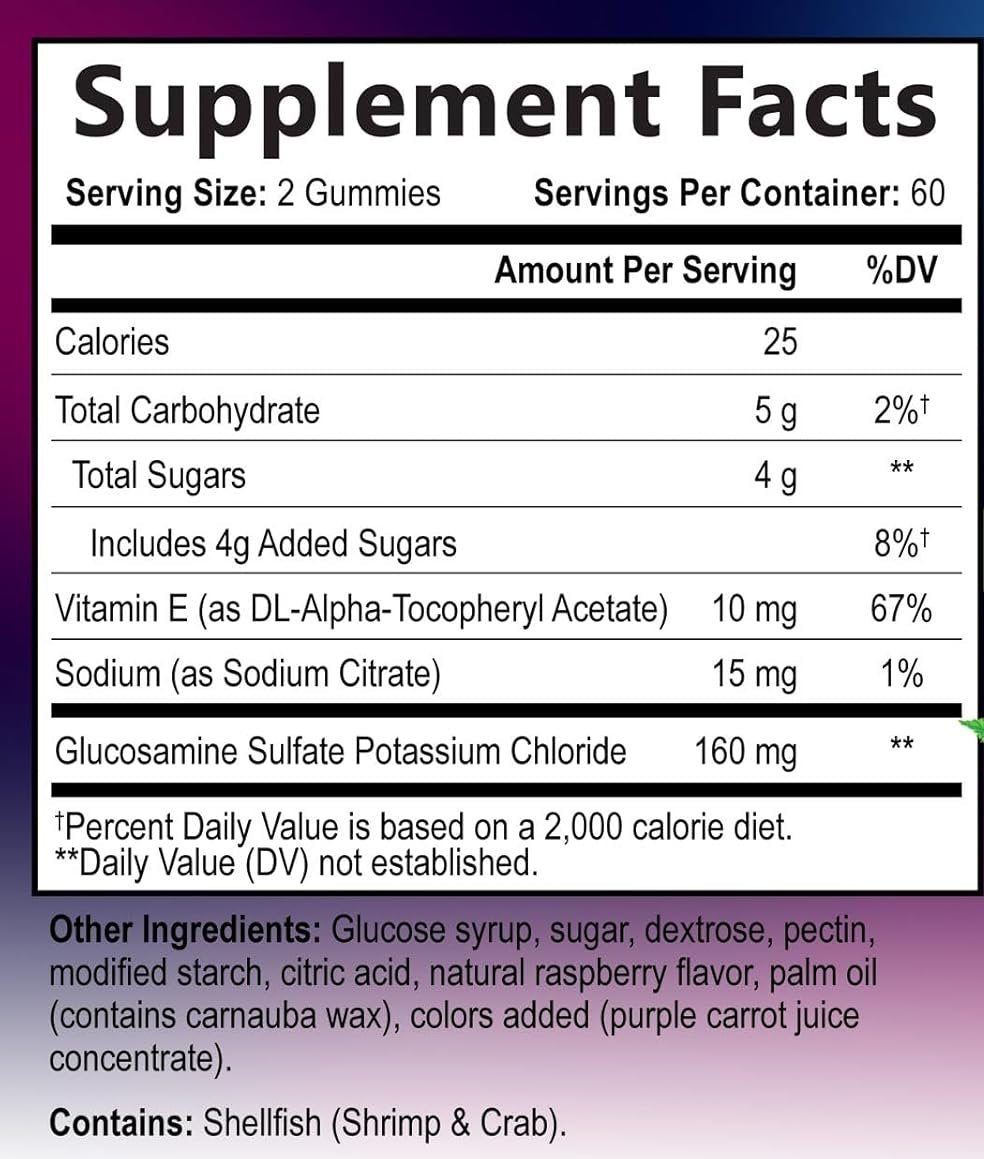 Nature's Choice Joint Support Gummies Extra Strength Glucosamine Gummy with Vitamin E - Naturally Assists Cartilage & Flexibility - Best Support Chew for Men and Women - 120 Gummies