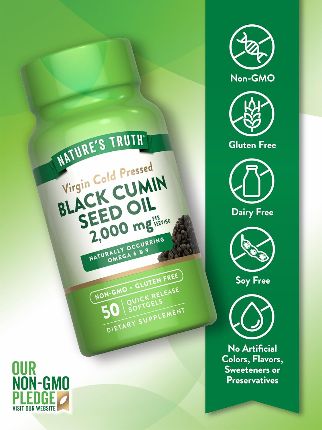 Nature's Truth Black Cumin Seed Oil 2000 mg 50 Softgel Capsules