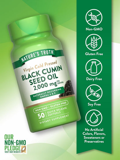 Nature's Truth Black Cumin Seed Oil 2000 mg 50 Softgel Capsules