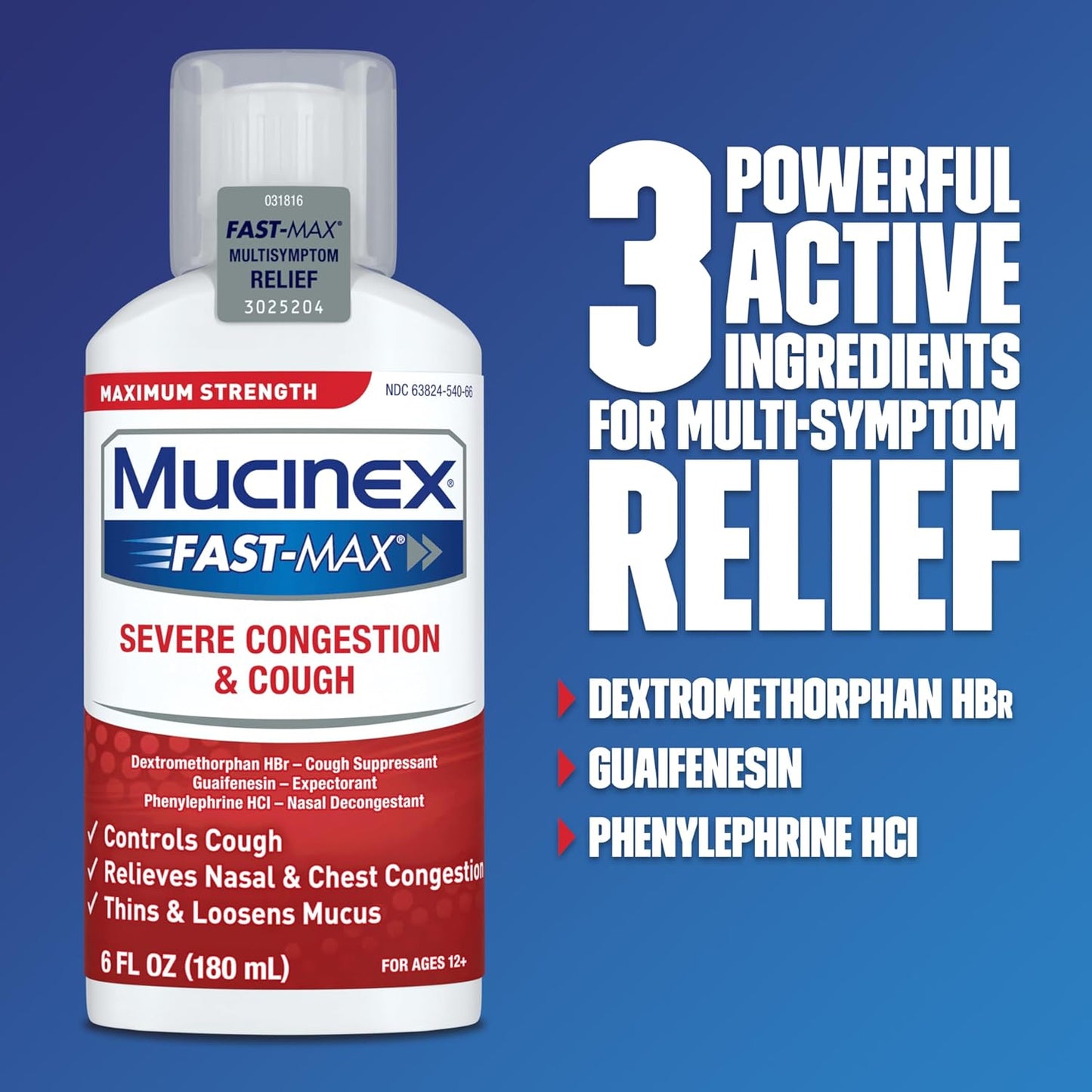 Congestion and Cough Liquid, Mucinex Fast-Max Severe Congestion and Cough Liquid, 6 fl. oz.