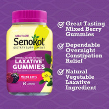 Senokot Dietary Supplement Laxative Gummies for Occasional Constipation Relief, Mixed Berry, 60 Count Vitamins Depots