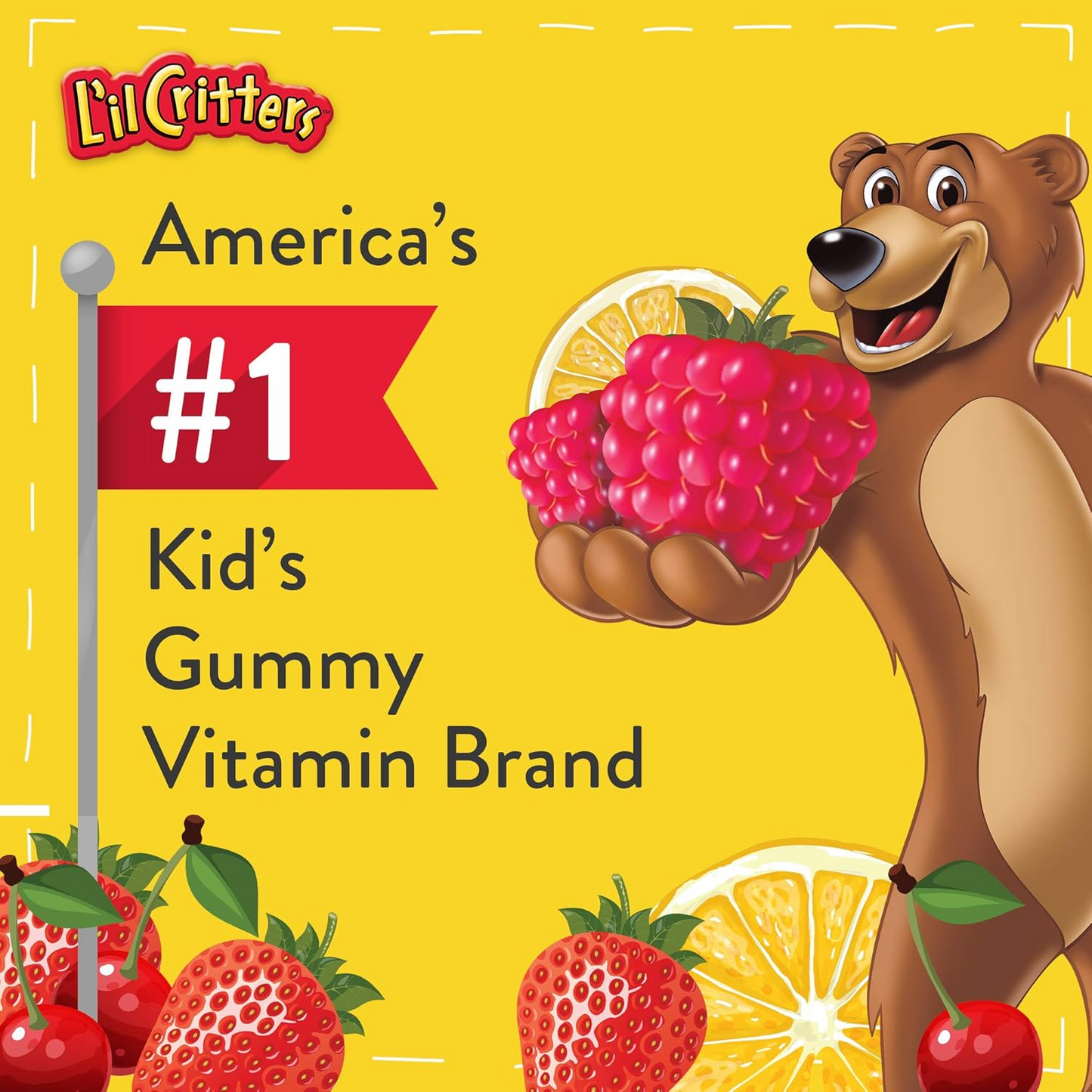 L’il Critters Paw Patrol Gummy Vites Daily Gummy Multivitamin for Kids, Vitamin C, D3 for Immune Support Cherry, Orange and Blueberry Flavors, 60 Gummies