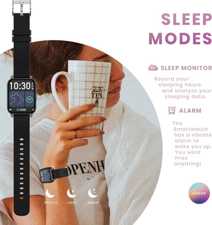 YUSSA Smart Watch | Latest Generation 2022 | Blood Pressure Monitor | Blood Oxygen SpO2 | Heart Rate | Sleep Monitor | IP67 Waterproof | Fitness Tracker