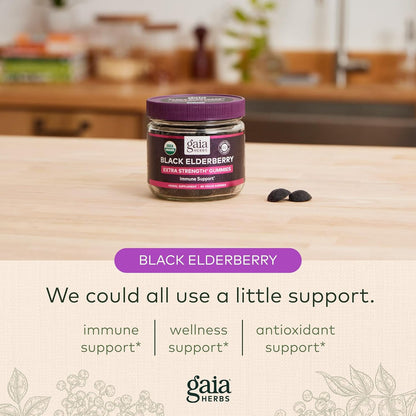 Gaia Herbs Black Elderberry (Sambucus Nigra)for Immune System Support - 40 Gummies